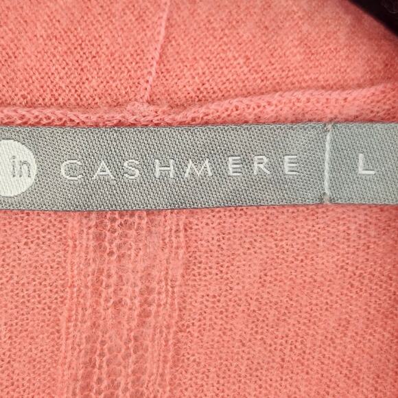 Incashmere 100% Cashmere 3/4 Sleeve Open Front Cardigan Women’s SZ LG Pink EUC - Picture 2 of 13